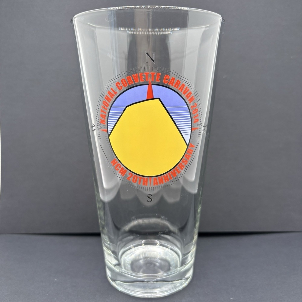National Corvette Caravan 2014 Corvette Museum 20th Anniversary Beer Glass 20 oz